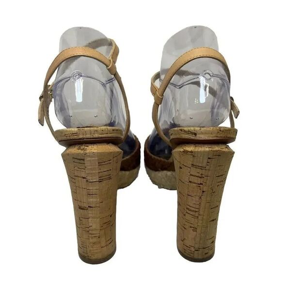 SAM EDELMAN Brown High Heel Cork Ankle Strap Sandals Women’s Size 9.5M - Picture 4 of 8